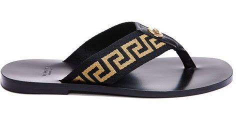 versace mens flip flops|Versace embroidered leather sandals men.